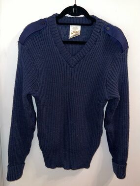 💥💥💥 MEHLIN & ESTEY Co US Military 100% Wool Pullover Navy Blue  Size: L/44” NEW